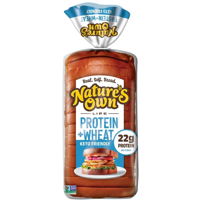 Nature's Own Life Wheat Plus Protein Bread, 22g Protein per 2 slices, Keto Friendly, 16 oz Loaf | Walmart (US)