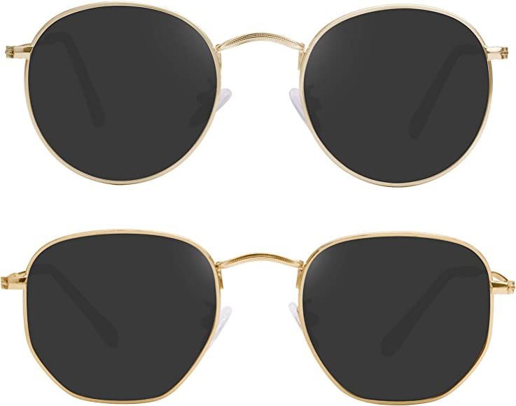 GRFISIA Small Round Polarized Sunglasses Women and Men Vintage Hexagon Square Sun glasses UV400 ... | Amazon (US)