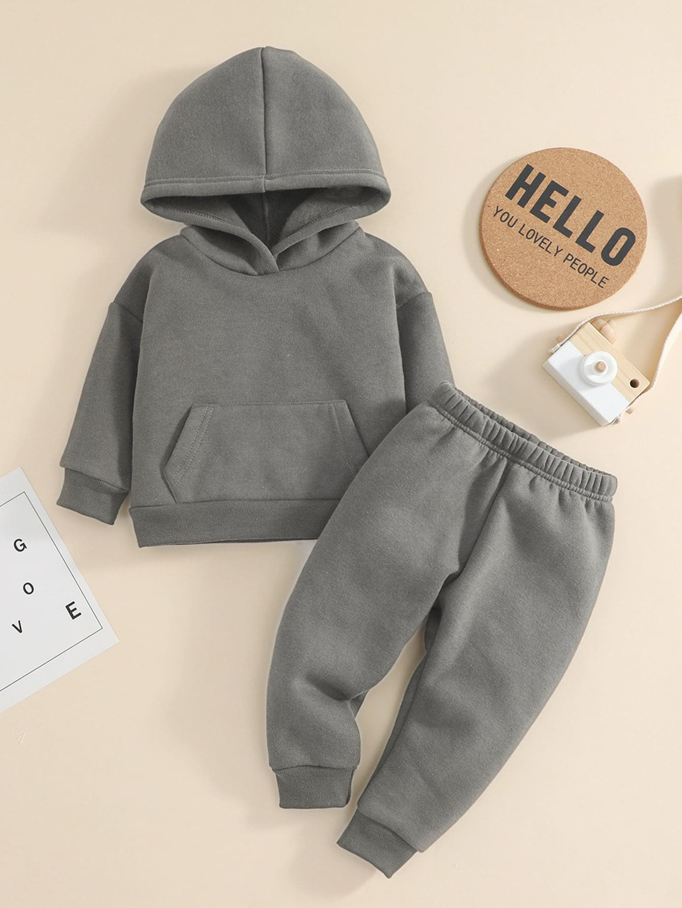 Baby Kangaroo Pocket Hoodie & Sweatpants | SHEIN