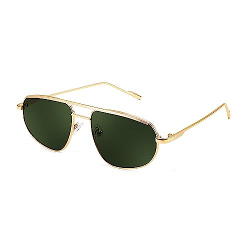 FEISEDY Retro Trendy Aviator Sunglasses Women Men 90s Small Vintage Glasses Stylish Gold Metal Oval Sunglasses B2906 | Amazon (US)