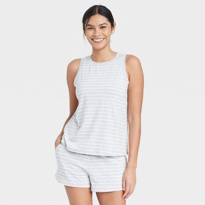 Women's Striped Tank Top and Shorts Pajama Set - Stars Above™ Gray | Target