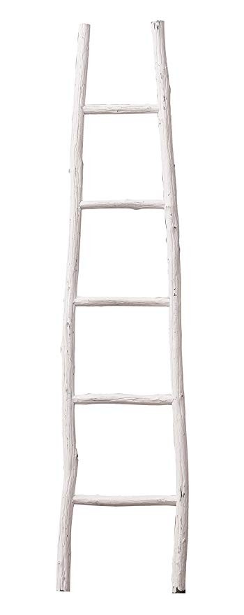Creative Co-op Decorative Painter Wood Blanket Ladder, White | Amazon (US)