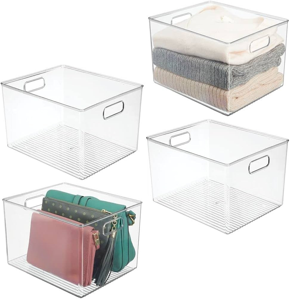 mDesign Plastic Storage Organizer Container Bin, Closet Organization for Hallway, Bedroom, Linen,... | Amazon (US)