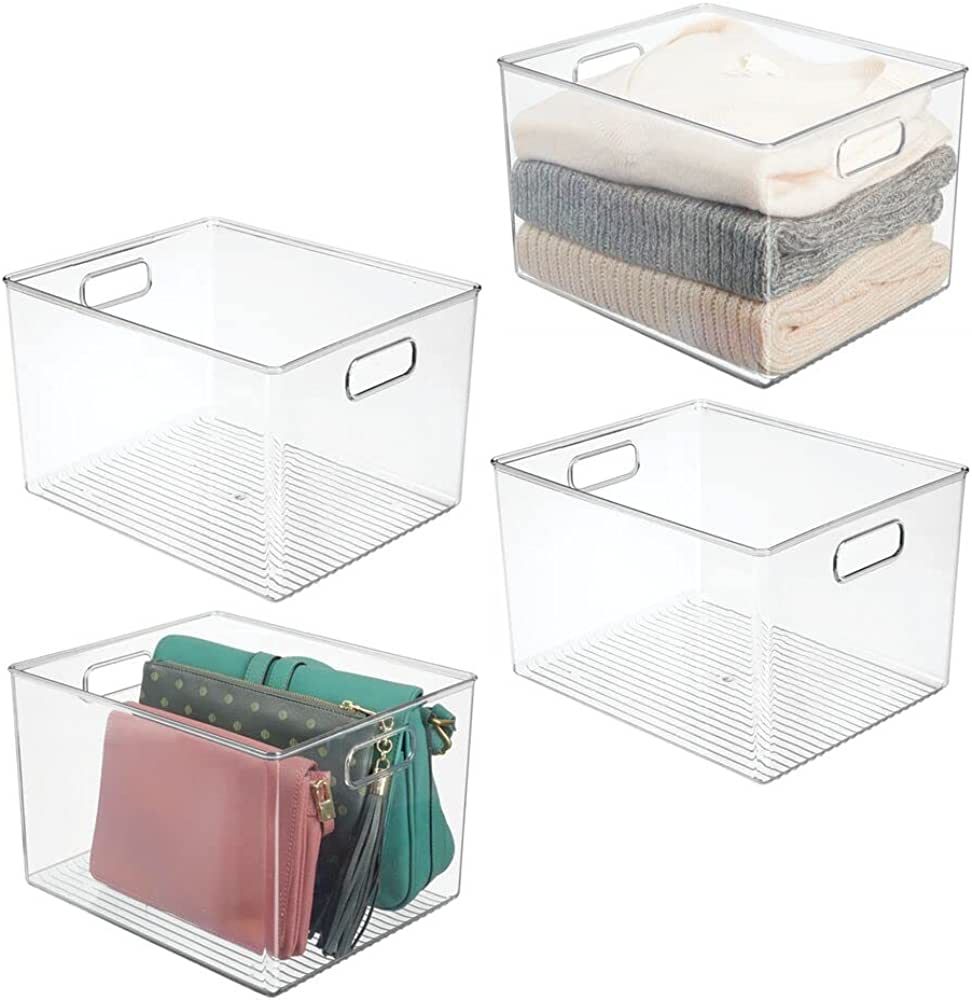 mDesign Plastic Storage Organizer Container Bin, Closet Organization for Hallway, Bedroom, Linen,... | Amazon (US)