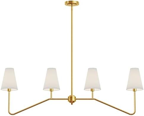 Electro bp;47"W 4-Light Linear Kitchen Island Lighting Fixture Classic Chandeliers Polished Gold ... | Amazon (US)