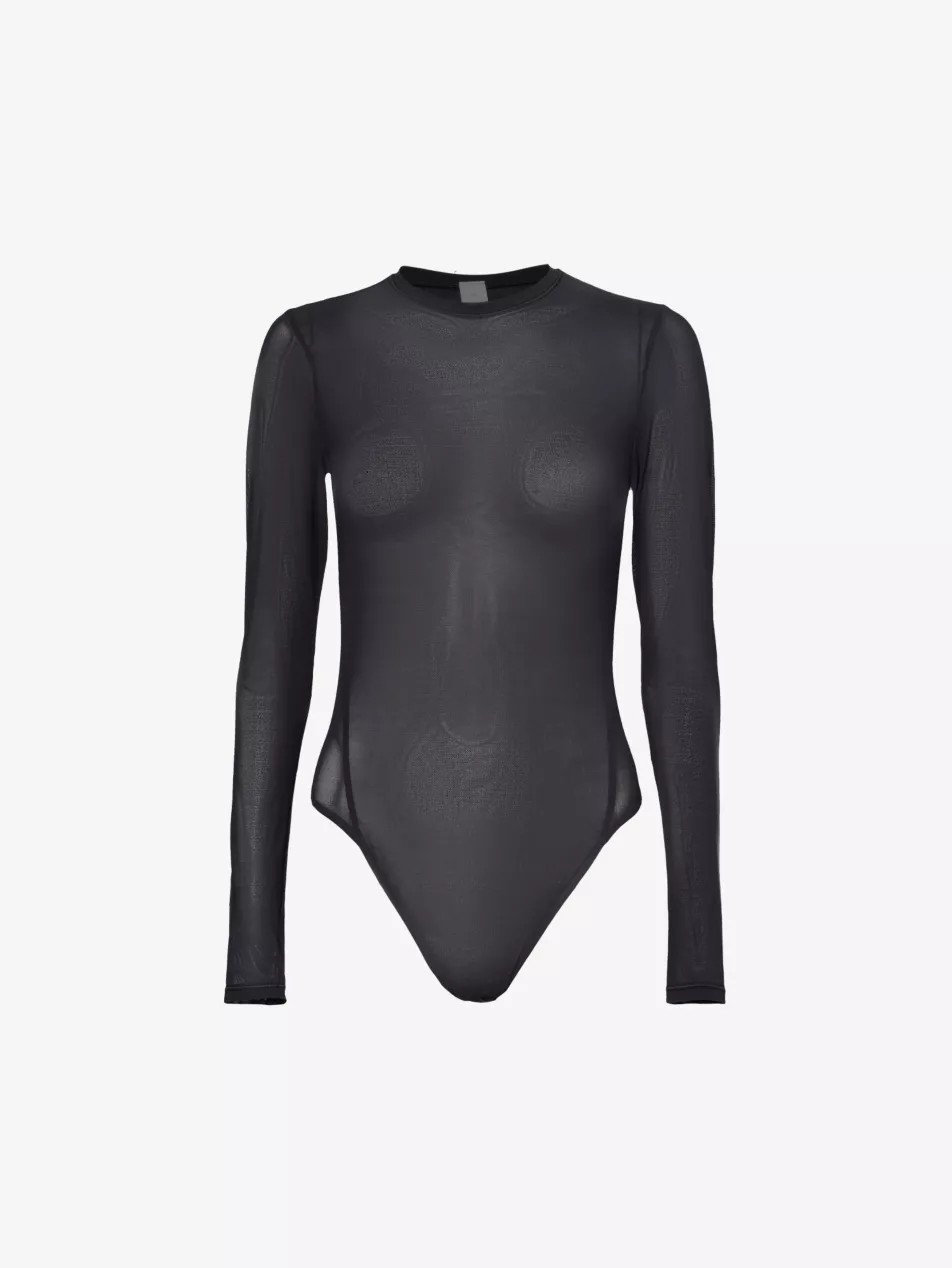 Wundermost Nulu round-neck sheer mesh bodysuit | Selfridges