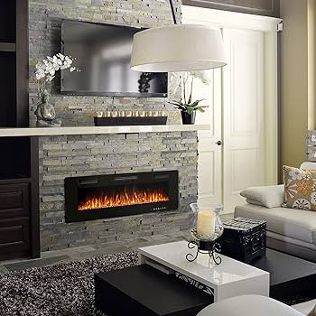 BOSSIN 50 inch Ultra-Thin Silence Linear Electric Fireplace, Recessed Wall Mounted Fireplace, Fit... | Amazon (US)