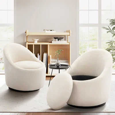 Modern Small Barrel Swivel Accent Chair with Hidden Storage,No installation required | Wayfair North America