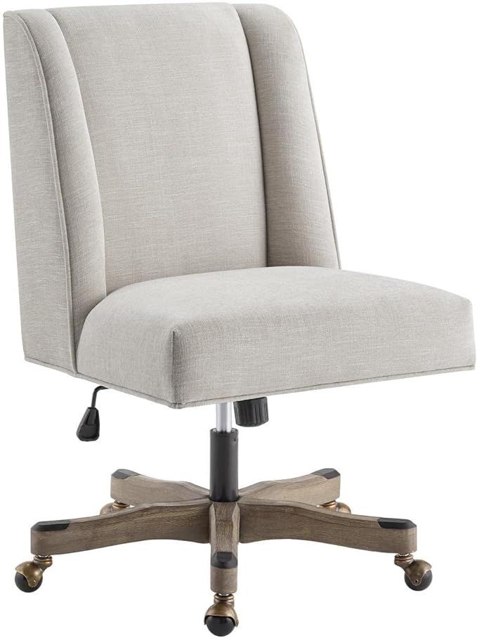 Linon Draper Upholstered Swivel Office Chair with Natural Linen OC113NAT01U | Amazon (US)