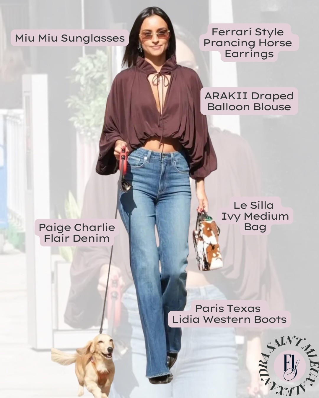 Alexandra Saint Mleux brought her own twist to Austin’s western moment—an elevated take on cowboy chic in a draped brown ARAKII shirt and a cow-print Le Silla bag. Perfectly on theme!

#AlexandraSaintMleux #CharlesLeclerc #AustinGP #F1Styled #ARAKII #LeSilla #F1WAGStyle #WAGStyle #f1wag #f1wagfashion #LTKstyle #WesternStyle #TexasGP #TracksideFashion