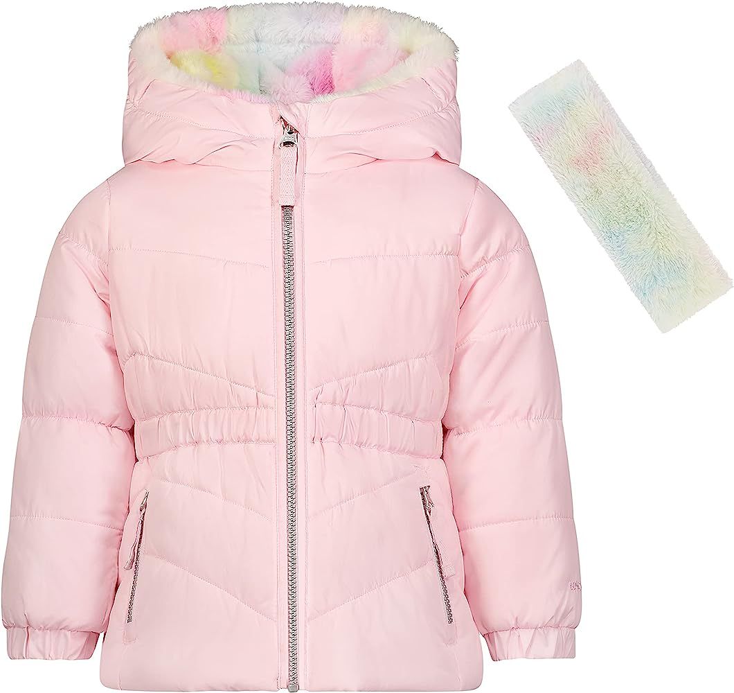 LONDON FOG Girls' Quilted Puffer Jacket with Fleece Hat | Amazon (US)