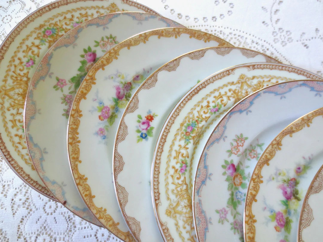 Set of 8 Mismatched Floral China Salad Plates. Victorian Plates. Tea Party Plates, Bridal Shower ... | Etsy (US)