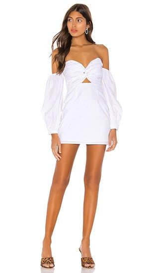 Flynn Ruched Sleeve Dress in White | Revolve Clothing (Global)
