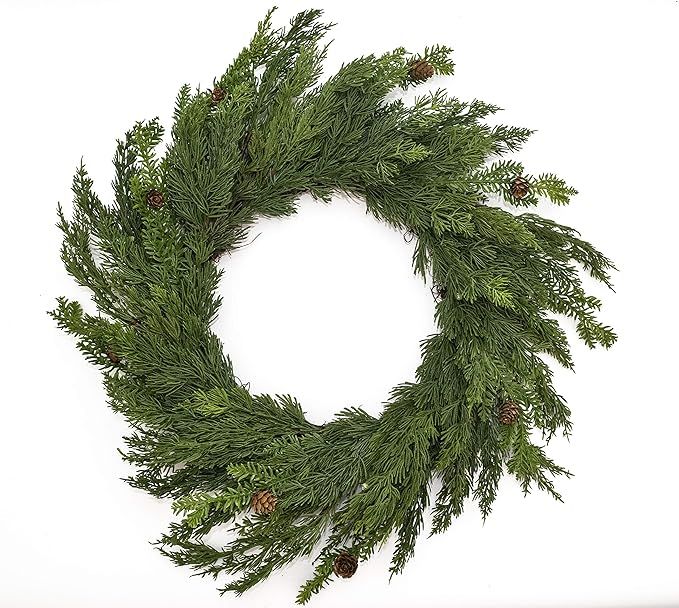 Vita Domi 24" Juniper Arborvitae Fir Decorative Year Round Wreath | Amazon (US)