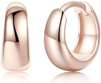 Silvora 14K Gold Plated Chunky Hoop Earrings for Women, Small Thick Huggie Hoops with 925 Sterlin... | Amazon (US)