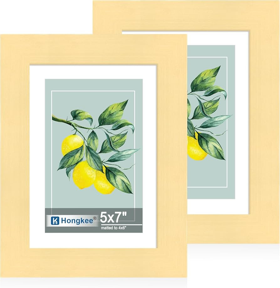 Hongkee 5x7 Picture Frame Set of 2, Made of Real Glass and Gold Wooden Frame - Display Pictures 4... | Amazon (US)