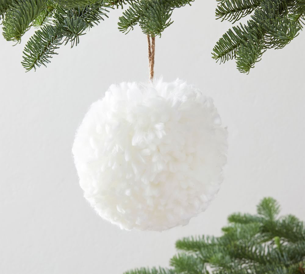 Fuzzy White Ball Ornament | Pottery Barn (US)