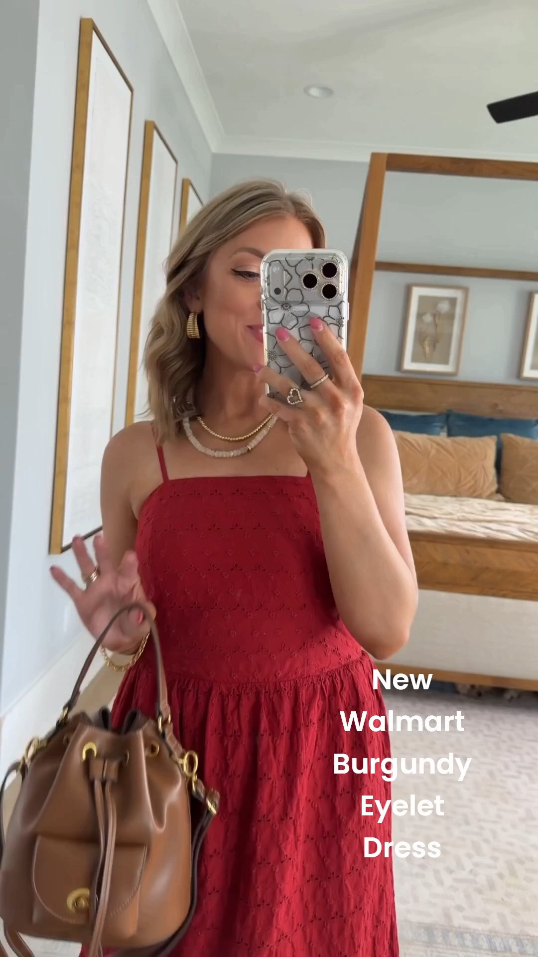 This gorgeous burgundy eyelet dress is one of my favorite Walmart new arrivals! ❤️ The beautiful eyelet detail, flowy fit, and rich color make it perfect for summer dinners now and transitioning into fall with a denim jacket and booties later.

I paired it with leopard Mary Jane flats and a brown handbag for a look that feels classic with a fun twist.

✨ Such a pretty dress for date night, vacations, family photos, or weddings.

#walmartfashion #walmartfinds #reddress #walmartnewarrivals #falltransition #datenightoutfit #midi dress #affordablefashion #classicstyle #ootd #momstyle #summerstyle #fallfashion #walmartstyle #designerlookforless

#LTKootd #LTKPetite