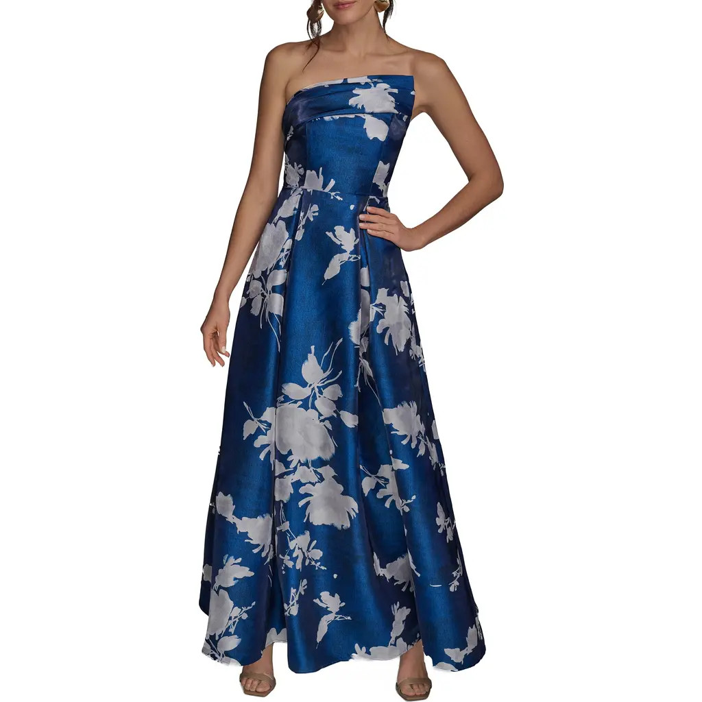 Donna Karan New York Floral Print Strapless Gown in Marbella Multi K8Z at Nordstrom | Nordstrom