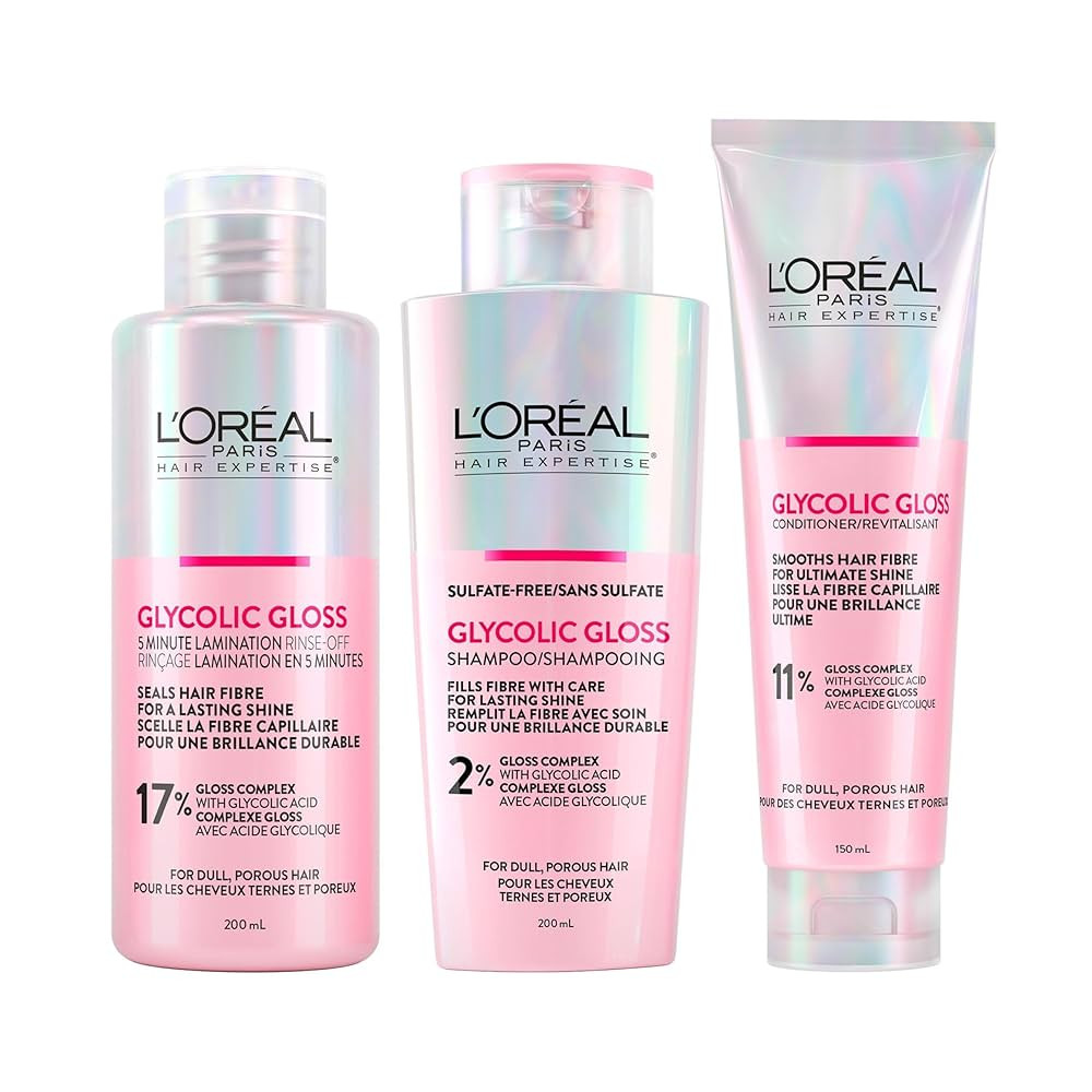 L'Oréal Paris Hair Expertise Glycolic Gloss Shine Trio Set, With Glycolic Acid For Shine and Smo... | Amazon (CA)