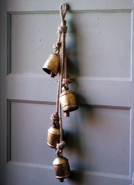Iron Bells on Rope Hanger | Antique Farm House