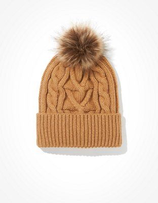 AE Cable Knit Pom Beanie | American Eagle Outfitters (US & CA)