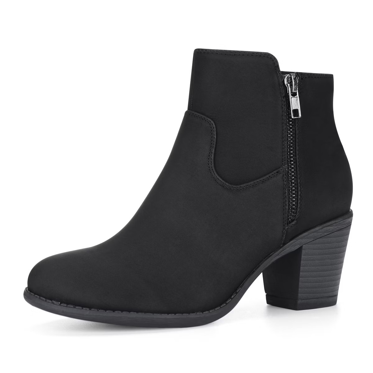 Allegra K Women's Round Toe Stacked Chunky Heel Zipper Ankle Boots | Target