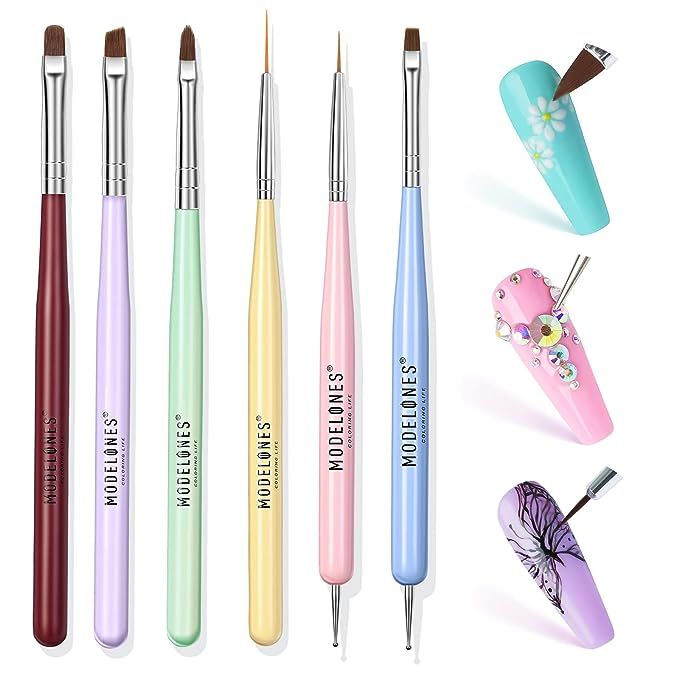 Modelones Nail Art Brushes Set, Nail Art Design Pen Painting Tools with Nail Extension Gel Brush,... | Amazon (US)