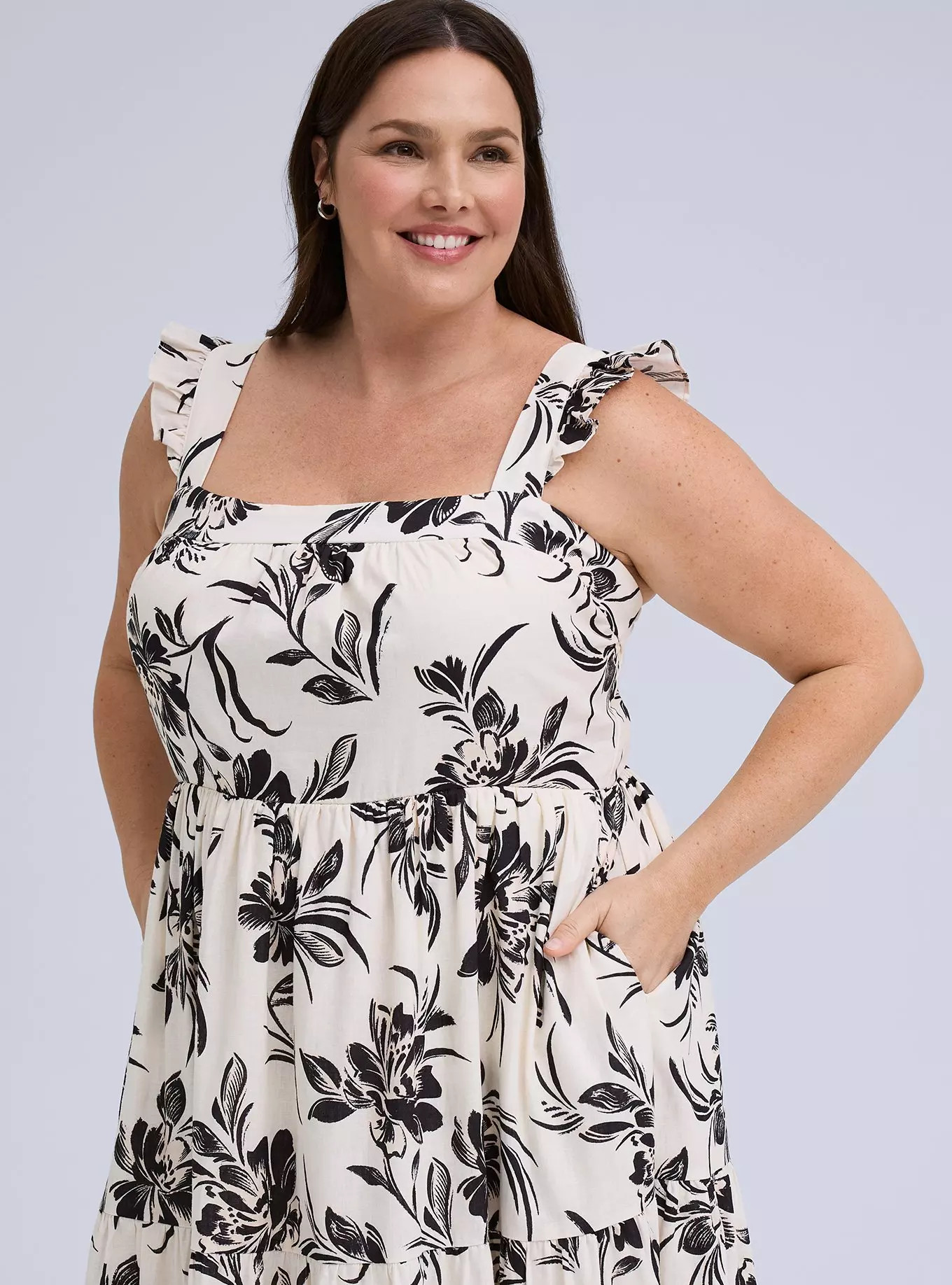 Belle Isle Flutter Sleeve Tiered Maxi Dress | Torrid (US & Canada)