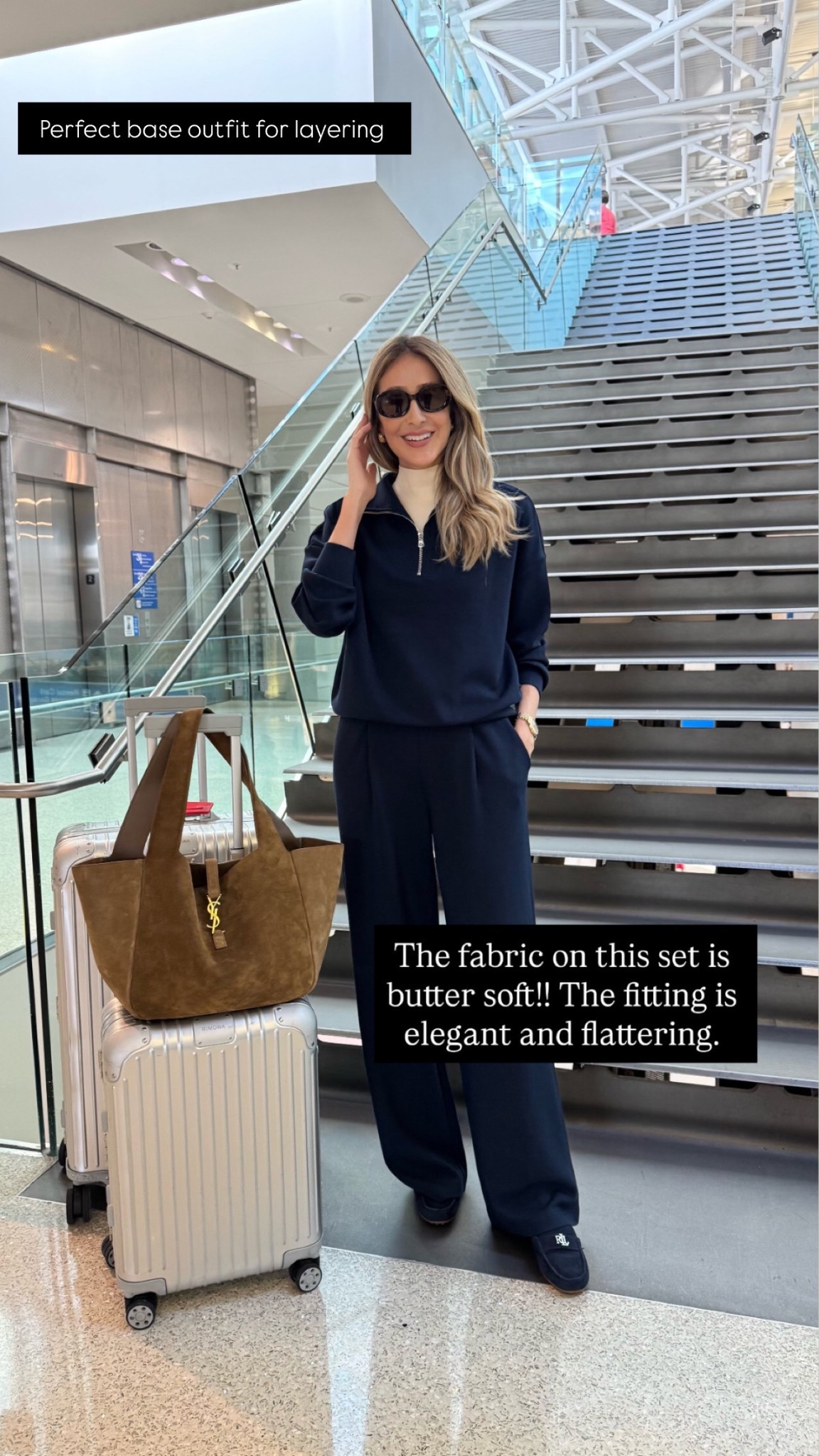 Airport travel outfit 
The fabric on this set is butter soft!! The fitting is elegant and flattering. Perfect for layering. Fits true to size and I’m wearing size small 

#LTKTravel #LTKootd #LTKSeasonal