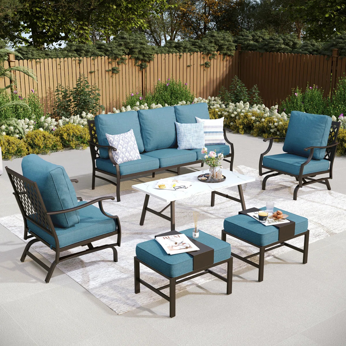 Tapasi 5-7 - Person Patio Conversation Set with Rocking Lounge Chairs & Optional Ottoman | Wayfair North America
