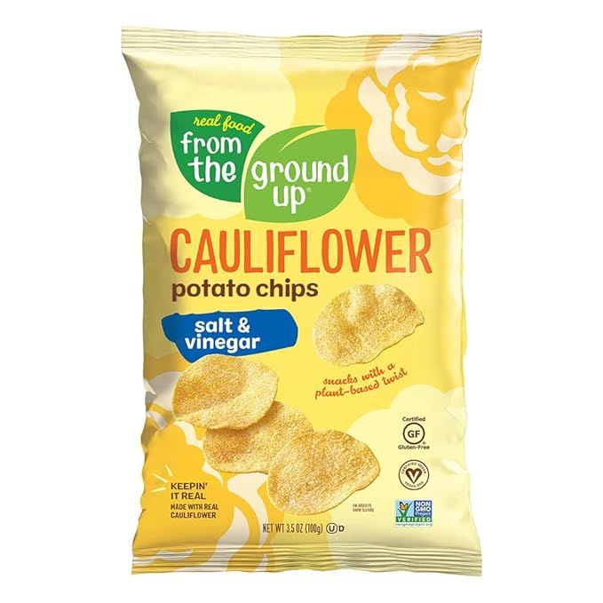 Real Food From The Ground Up Cauliflower Chips - 6 Pack Snack Bags (Salt & Vinegar, 6 Pack) | Amazon (US)