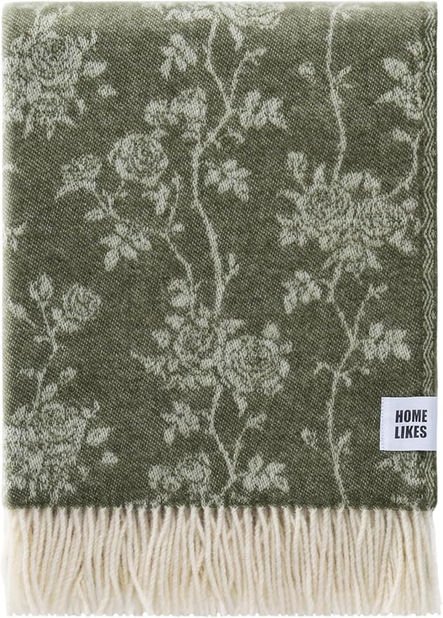 JJ Textile Roses Throw New Wool & Recycled Merino Sheep Wool- Soft & Cosy with a Reversible Desig... | Amazon (US)