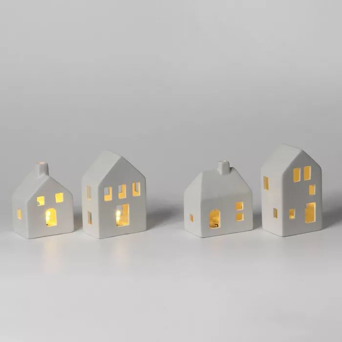4ct Small Lit Ceramic Houses - Bullseye's Playground™ | Target