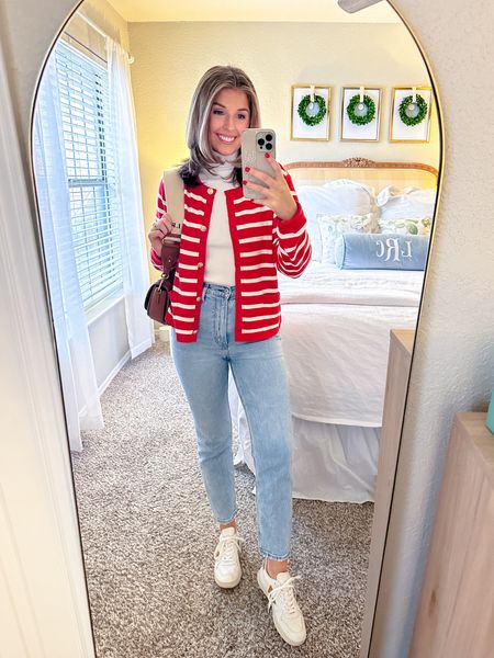 Casual outfit idea! Wearing a small in tops and 25/reg in jeans! Purse is Zara! Linked in my Zara faves list in my IG bioo

Casual outfit idea // cardigan outfit // 

#LTKstyletip #LTKSeasonal