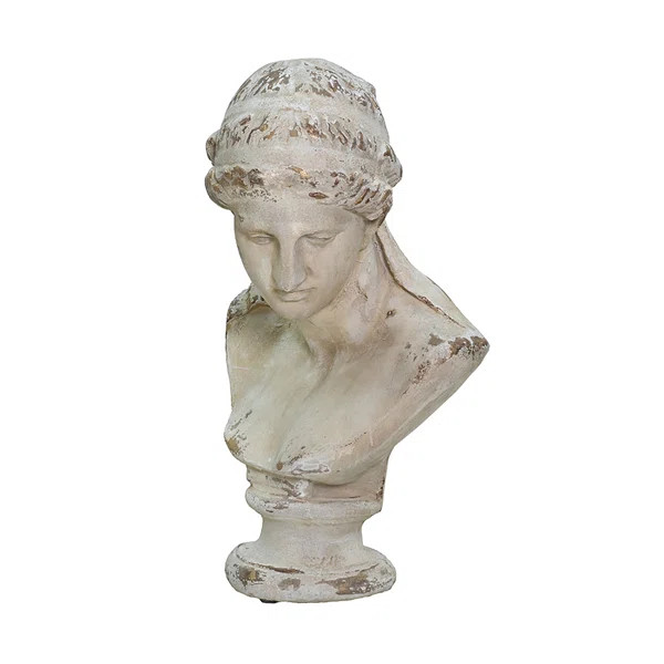 Classic Magnesium Bust Statue with Distressed White Finish | Wayfair North America