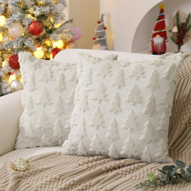 Lomyolo Farmhouse Decoration Christmas Tree Pillow Covers Pack of 2 - 20×20 Soft Faux Fuzzy Sofa... | Walmart (US)