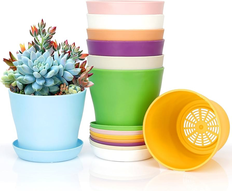 8 Pcs Plant Pots,Flower Pots,Plastic Pots for Plants,Nursery Pots,Succulent Pots,Planters for Ind... | Amazon (US)