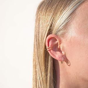 18K Gold Ear Cuff Earrings for Women - Set of 2 Cuff Earrings - Ear Cuffs - Small Hoop Earrings -... | Amazon (US)