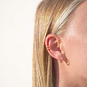18K Gold Ear Cuff Earrings for Women - Set of 2 Cuff Earrings - Ear Cuffs - Small Hoop Earrings -... | Amazon (US)