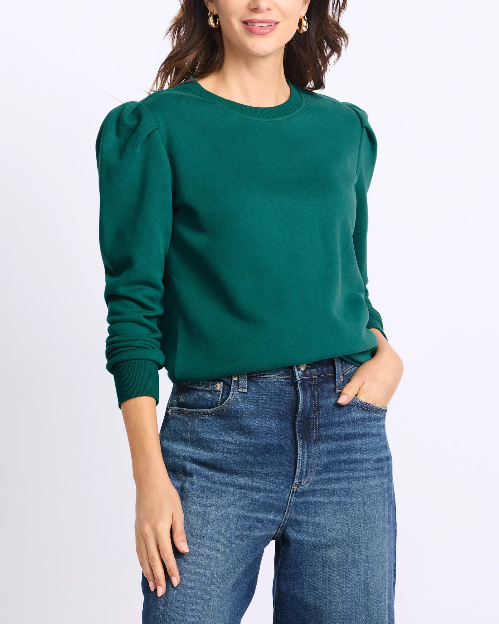 Anya Shrunken Puff Sleeve Fleece Sweatshirt | Stitch Fix
