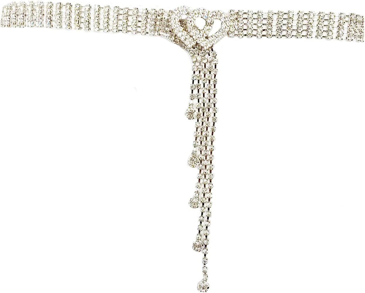 Fashion Tassel White Rhinestones Crystal Waist Chain Belt Shiny With Butterfly Heart Buckle for D... | Amazon (US)