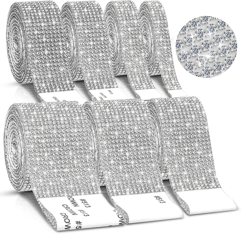 7 Rolls Diamond Self-Adhesive Rhinestone Ribbon Silver Diamond Crystal Bling Wrap Strips Roll Gli... | Amazon (CA)