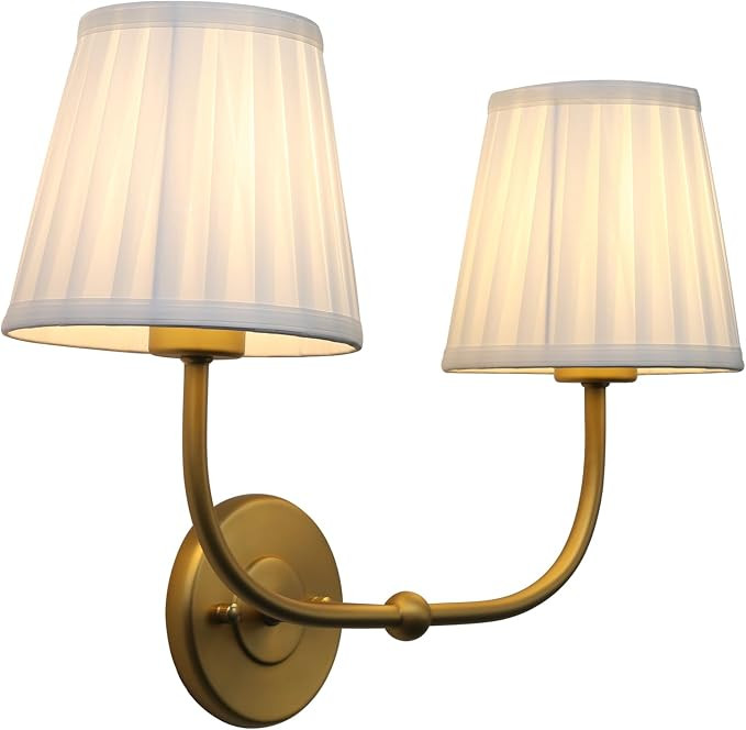 2-Light Antique Brass Wall Sconce, Gold Modern Hardwired Vanity Classic E26 Base Light Fixture wi... | Amazon (US)