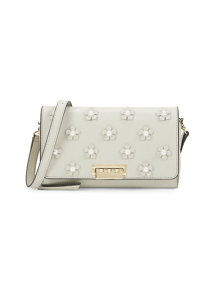 Zac Posen Women's Floral Applique Leather Convertible Clutch - Seal | Saks Fifth Avenue OFF 5TH (Pmt risk)