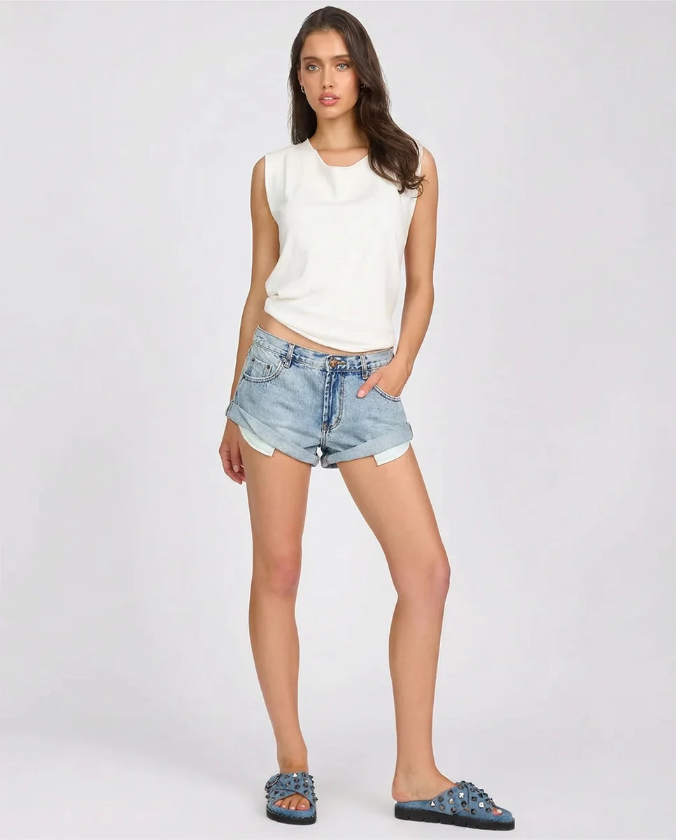 Bandits Low Waist Denim Shorts - Ocean Blue | One Teaspoon | OneTeaspoon