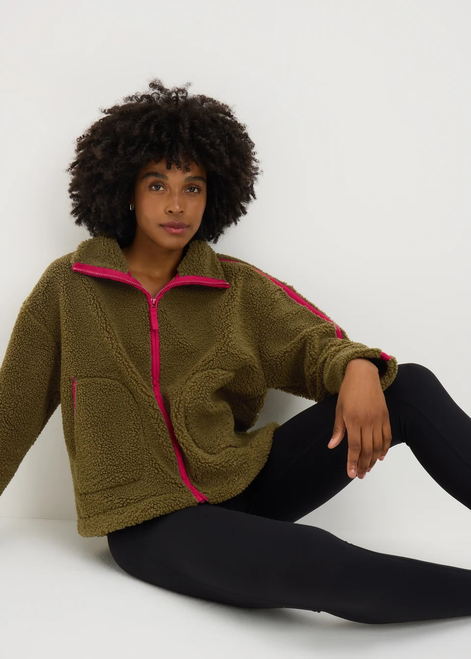 Souluxe Khaki Contrast Borg Jacket | Matalan (UK)