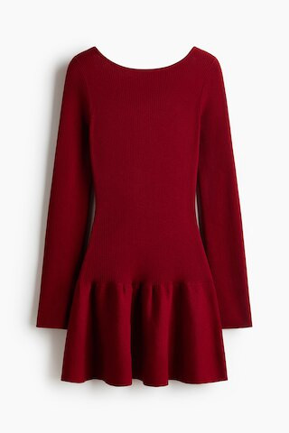 H & M - Geripptes, ausgestelltes Kleid - Rot - Damen | H&M (DE, AT, CH, NL, FI)