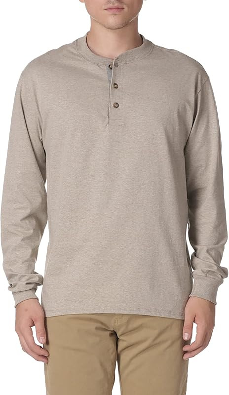 Hanes Men's T-Shirts, Men's BeefyT Henley Shirts, Men's Cotton Long Sleeve Shirts | Amazon (US)