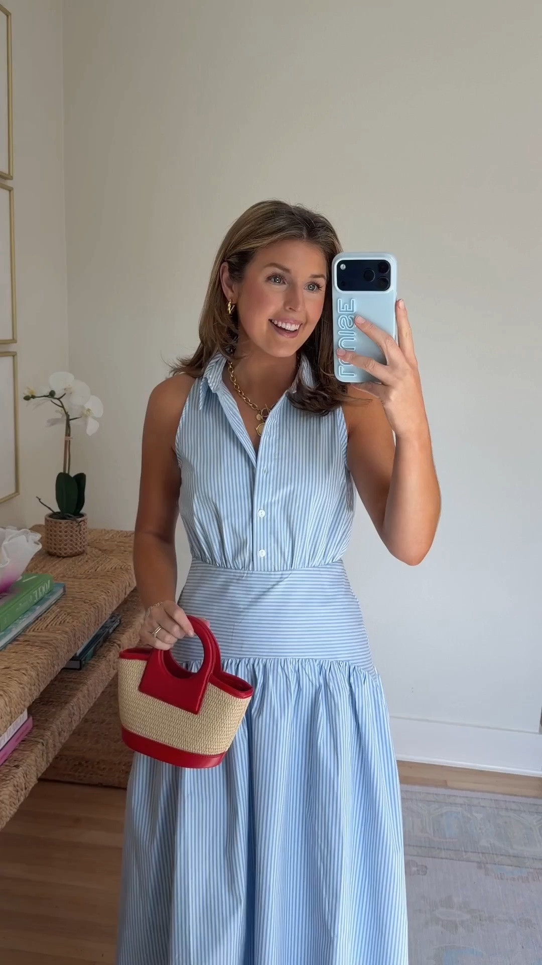 Blue and white dress for summer! Wearing a S. Code LOUISE20 valid through 6/28